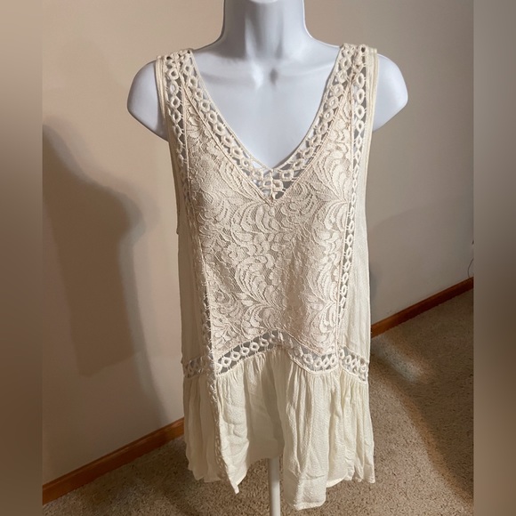 Cream long boho tank Size M - Picture 1 of 3